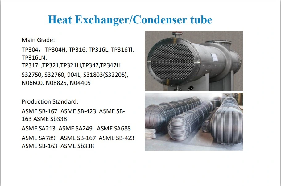 High Pressure Heat Exchanger of Seamless Stainless Steel Condenser/Steam Boiler Tube